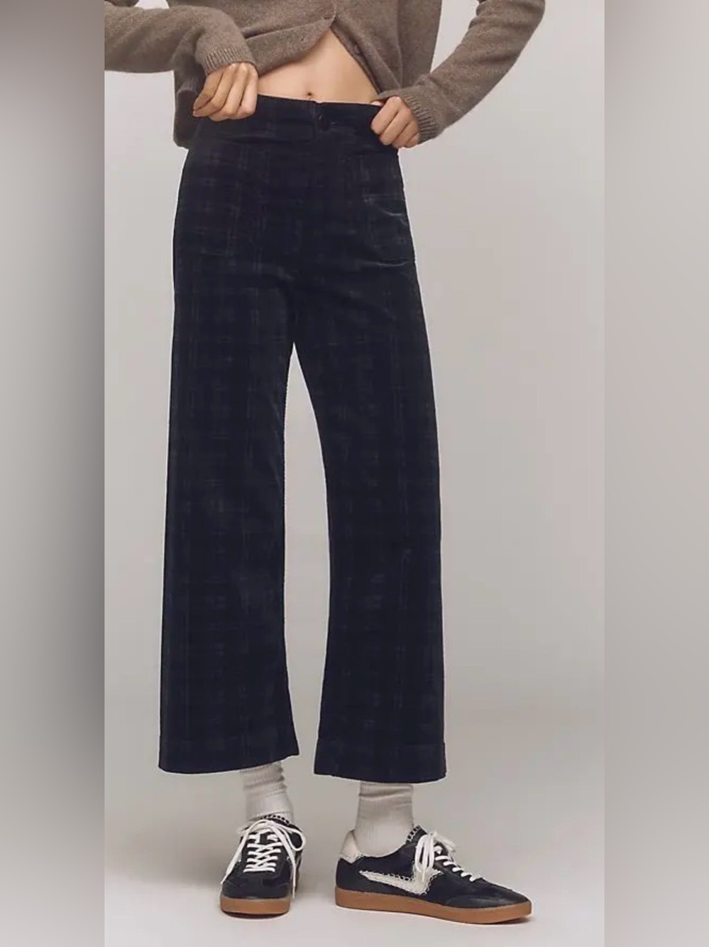 MAEVE The Colette‎ Cropped Wide-Leg Pants Plaid Corduroy 29P